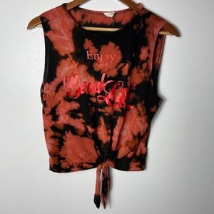 ⭐️ $5 SALE Enjoy the Good Life Coca Cola Bleach dye knot tank shirt Large womens
